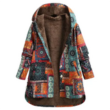 Evaan | Damen Boho Patchwork Kapuzenjacke mit warmer Fütterung