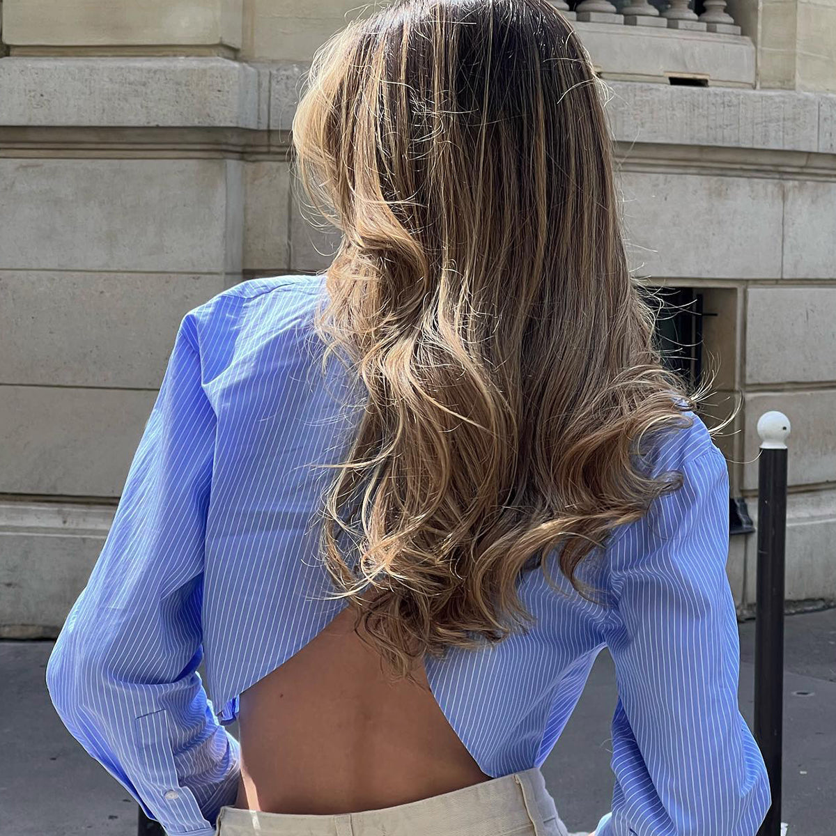 Gestreifte Cropped-Bluse Damen