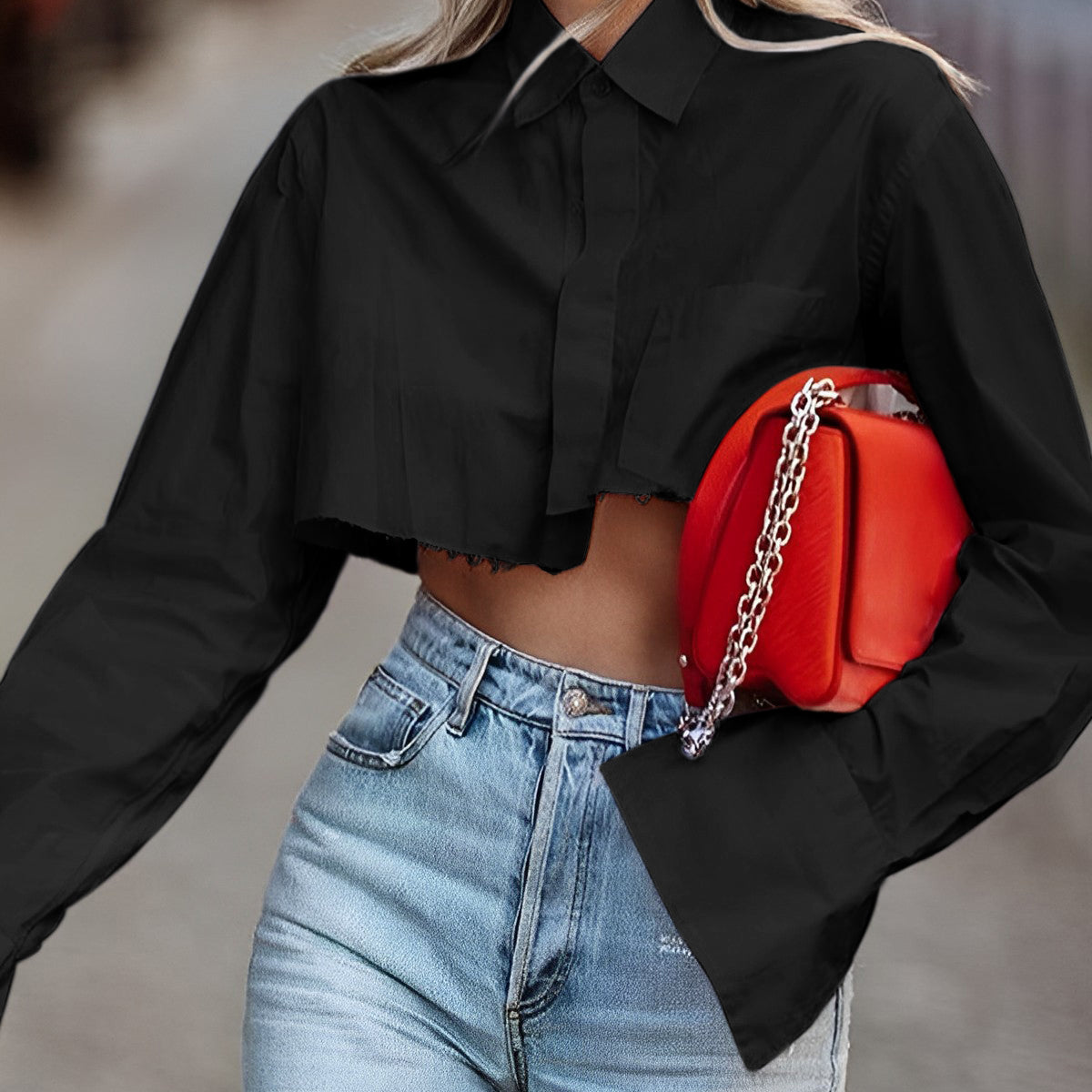 UrbanMode – Damenbluse mit Raw-Cut-Saum