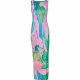 Isla – Ärmelloses Maxikleid mit Wasserfarben-Print