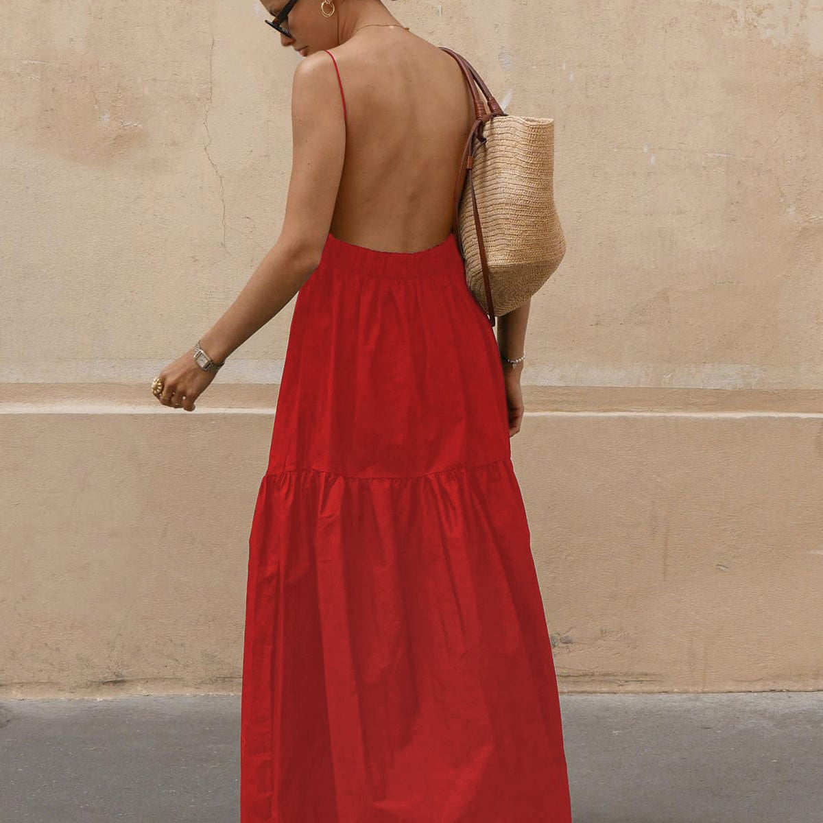 Rosa - Maxikleid mit Spaghettiträgern