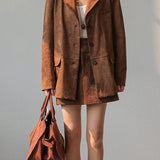 Romy - Wildleder Blazer Rock Set