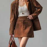 Romy - Wildleder Blazer Rock Set