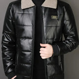 Klassische Herren-Lederjacke mit Sherpa-Kragen