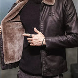 Herren – Lederjacke mit Fellkragen