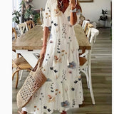 SKYLAR | Blumenmuster Midi-Kleid aus Baumwollmischung