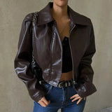 Gercy – Übergroße Kunstlederjacke