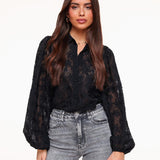 Transparente Bluse mit Blumenmuster