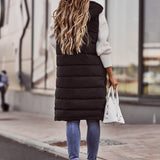 Beige Steppweste für Damen - Knielang für Herbst und Winter
