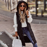Beige Steppweste für Damen - Knielang für Herbst und Winter