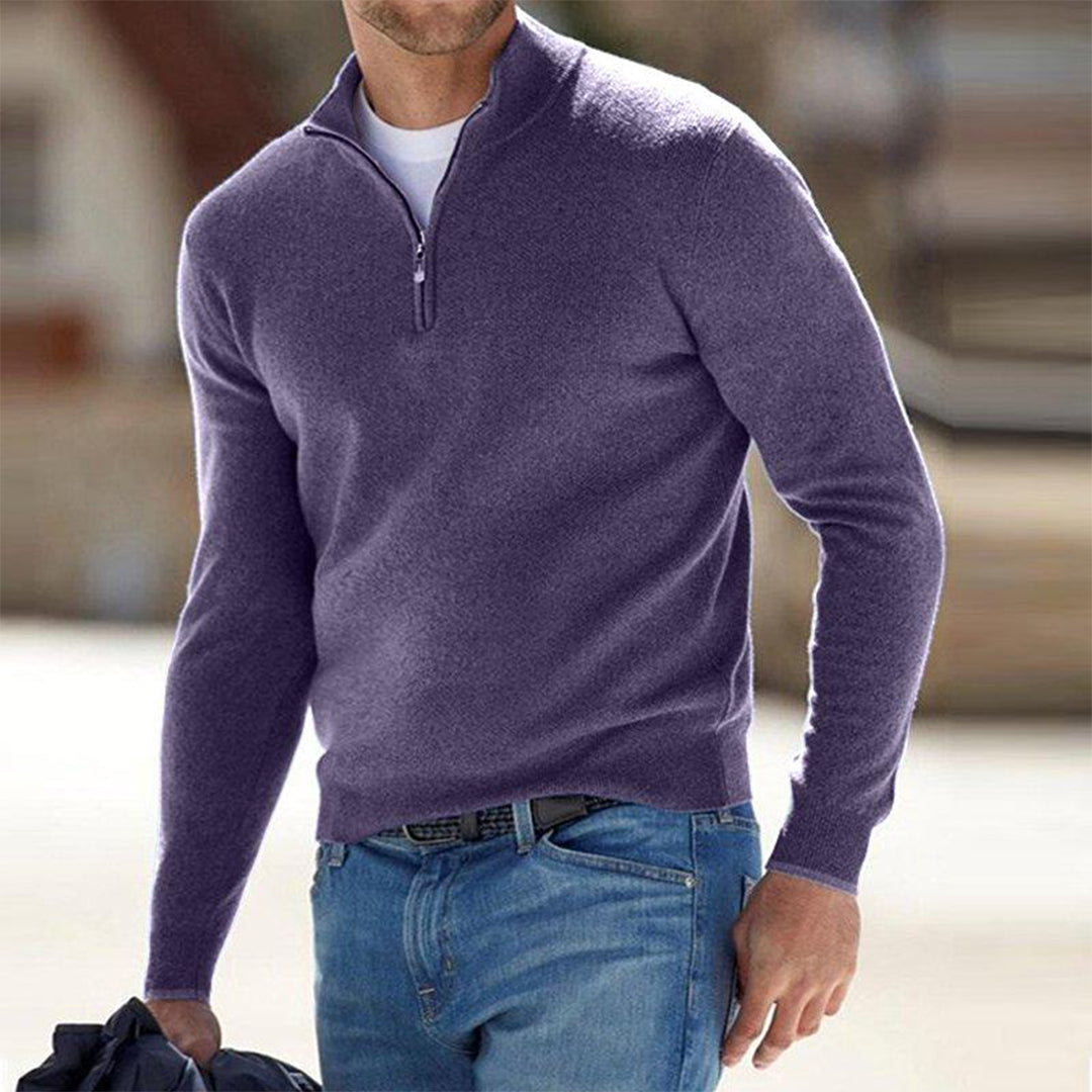 StrickMode – Herren Baumwollpullover mit Reißverschluss