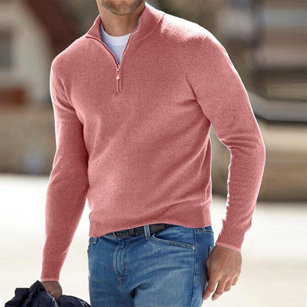StrickMode – Herren Baumwollpullover mit Reißverschluss