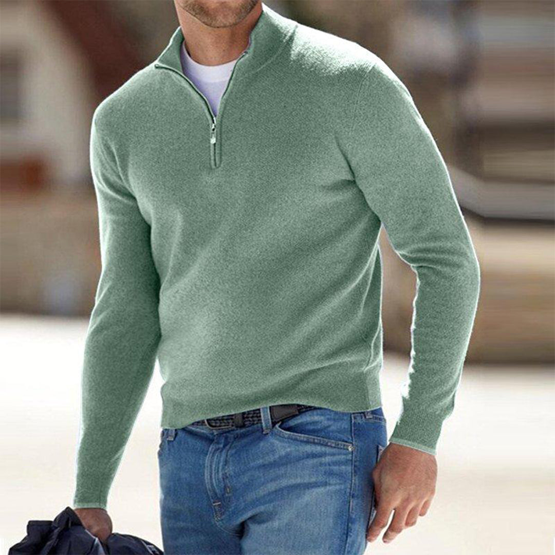 StrickMode – Herren Baumwollpullover mit Reißverschluss