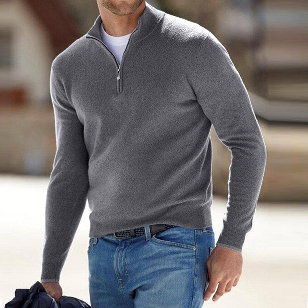 StrickMode – Herren Baumwollpullover mit Reißverschluss