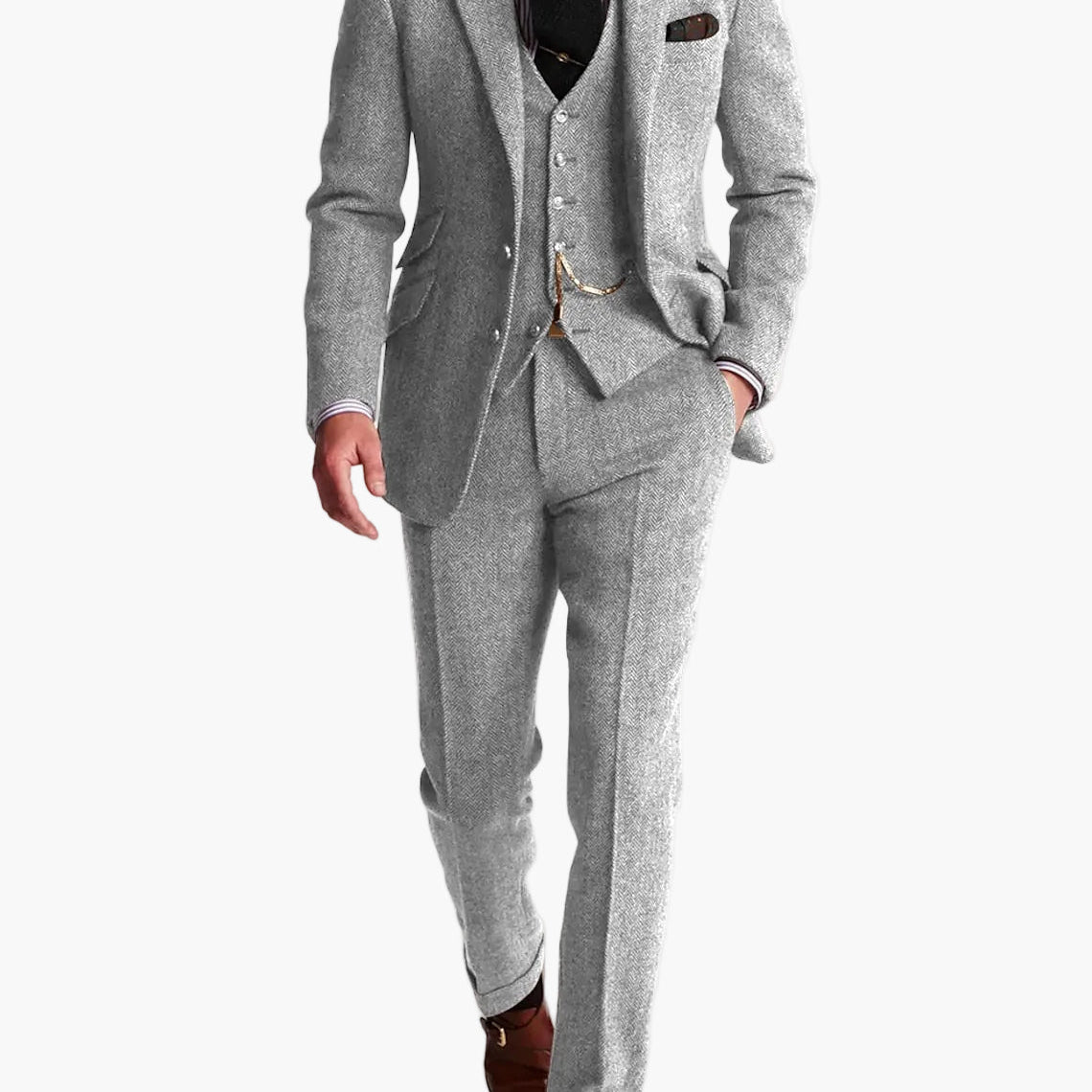 Herren Dreiteiliger Tweed Anzug – Stilvoller Anzug für elegante Anlässe und formelle Events