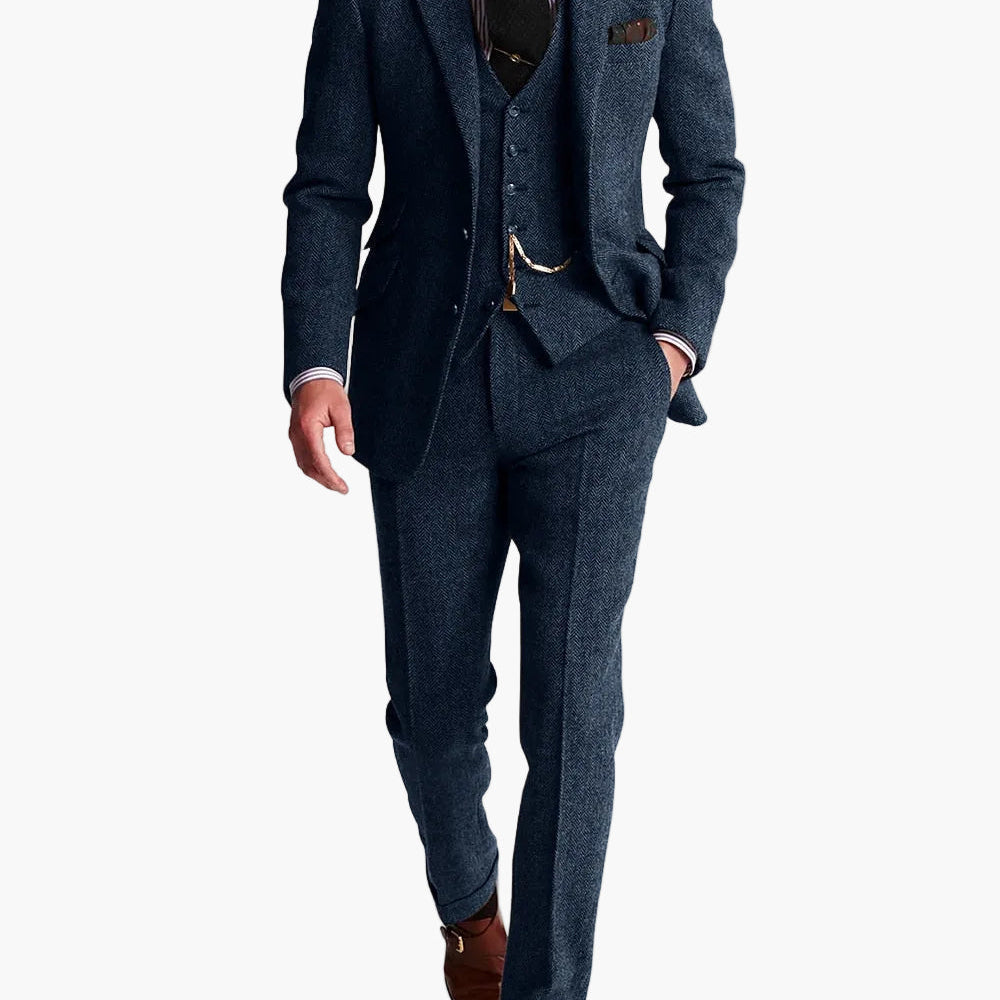 Herren Dreiteiliger Tweed Anzug – Stilvoller Anzug für elegante Anlässe und formelle Events