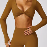 Athlina - Nahtloses Langarm-Crop-Top Damen