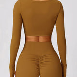 Athlina - Nahtloses Langarm-Crop-Top Damen