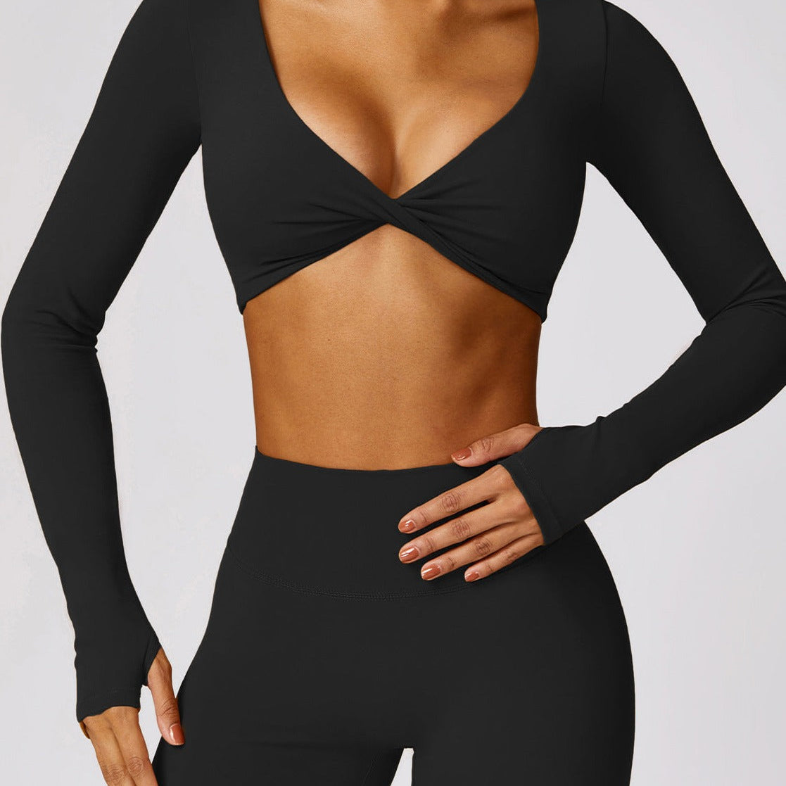 Livia – Langarm Crop-Top mit Twist