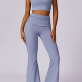 Liana - Hellblaue Flare-Leggings mit High-Waist