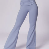 Liana - Hellblaue Flare-Leggings mit High-Waist