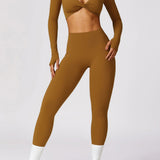 Athlina - Nahtloses Langarm-Crop-Top Damen