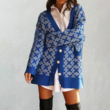 Geometrischer - Damen Strick-Cardigan