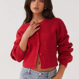 Clara | Elegante Rote Strickjacke