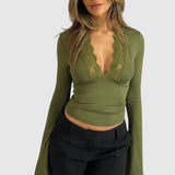 Roxana - Langarmshirt mit Spitze