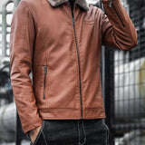 Herren – Lederjacke mit Fellkragen
