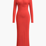 Clothilde – Rückenfreies Maxikleid mit langen Ärmeln