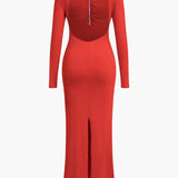 Clothilde – Rückenfreies Maxikleid mit langen Ärmeln