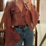Femora - Transparente Volantbluse