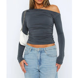 Käthe – Langarmshirt mit Raffungen für Damen