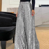 Paillettenhose – Damenhose mit weitem Bein