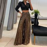 Paillettenhose – Damenhose mit weitem Bein