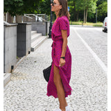 MADISON | V-Neck Dress with Bow Detail