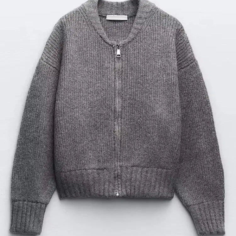 Mia | Strickjacke mit Langarm und Reißverschluss