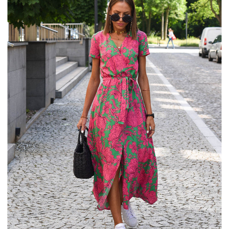 MADISON | V-Neck Dress with Bow Detail