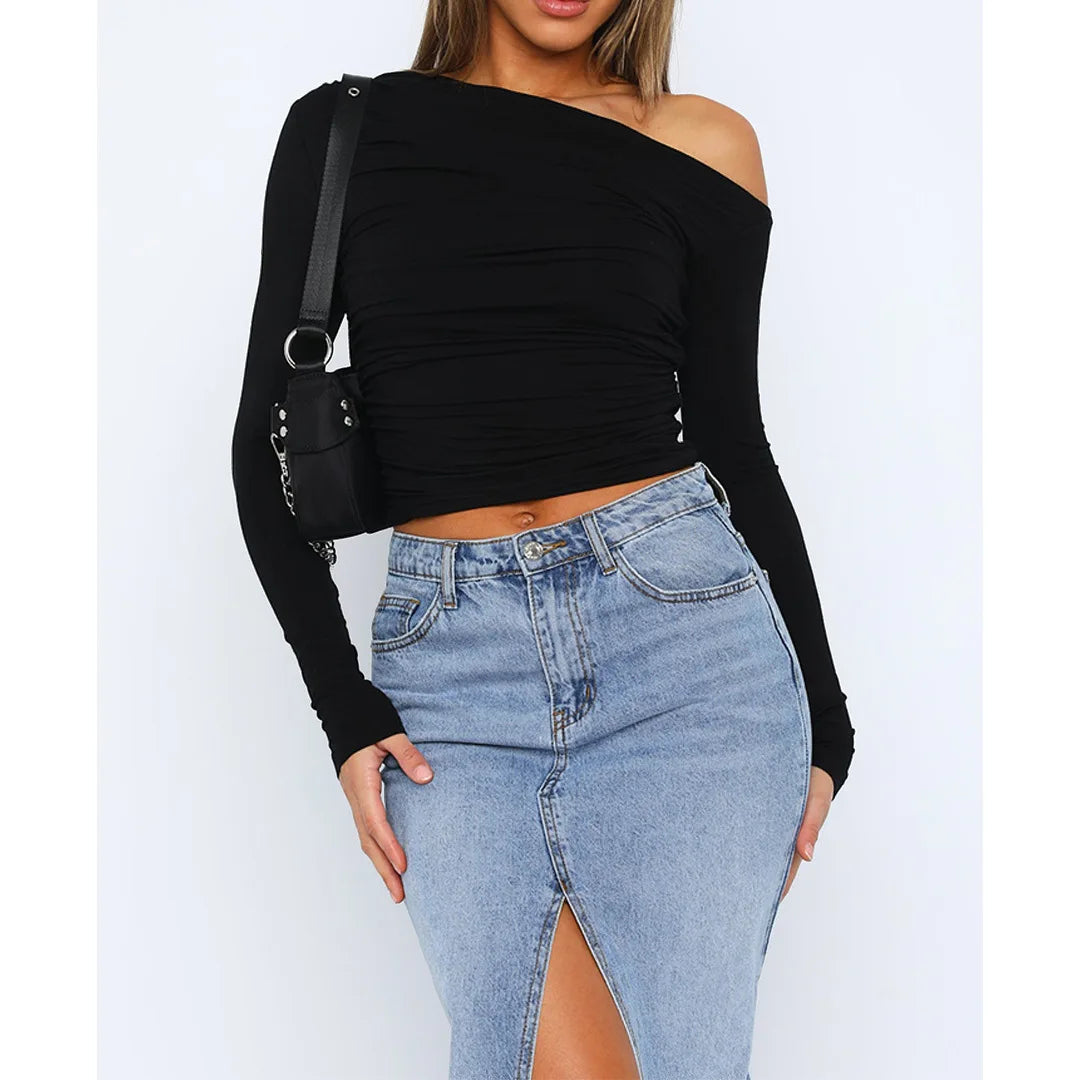 Käthe – Langarmshirt mit Raffungen für Damen
