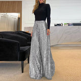 Paillettenhose – Damenhose mit weitem Bein