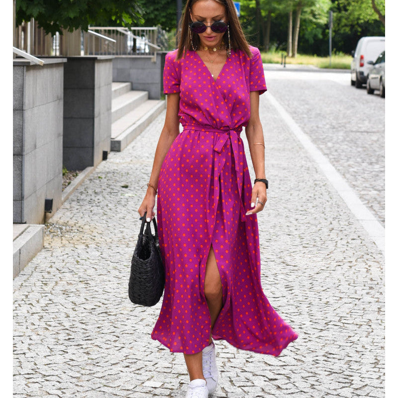 MADISON | V-Neck Dress with Bow Detail