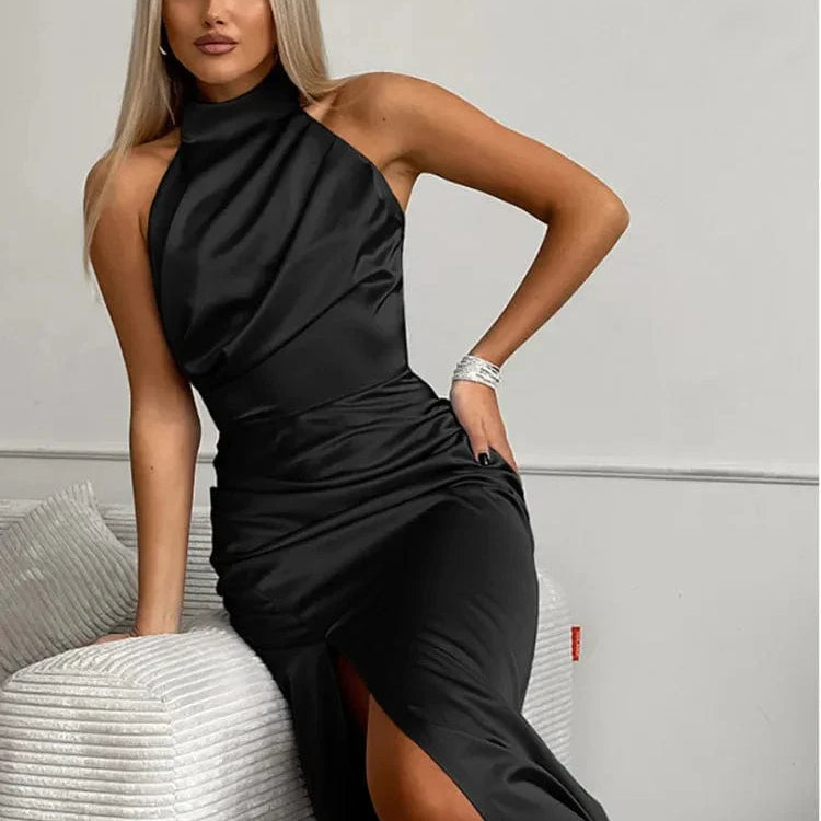 Ylva - Satin Neckholder Kleid