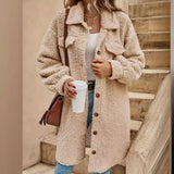 Halie | Bequeme Teddy-Jacke mit Knopfleiste & Brusttaschen