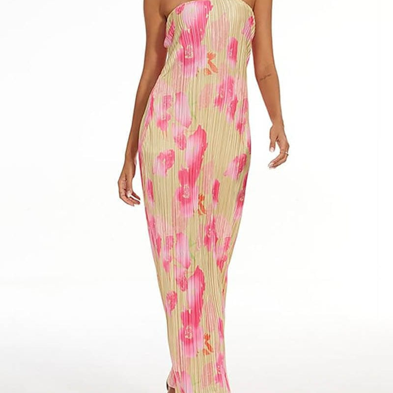 Theresia - Bandeau Maxikleid mit Blumenmuster