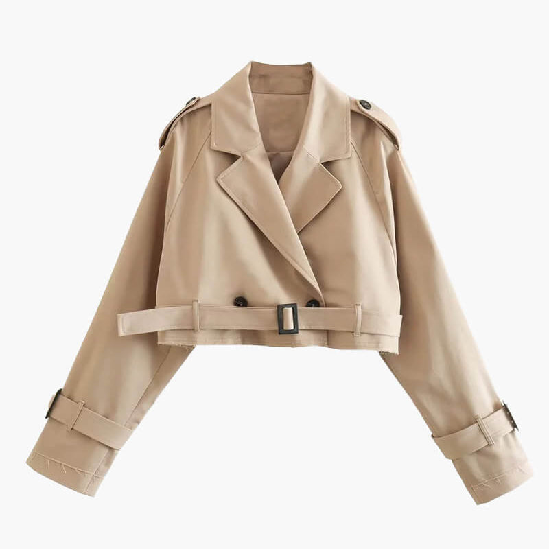 Eleganter Damen Cropped Trenchcoat – Leichter Übergangsjacke im modernen Design