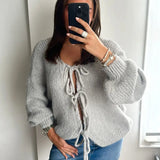 Rahel | Weiche Strickjacke mit Schleife
