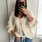Rahel | Weiche Strickjacke mit Schleife