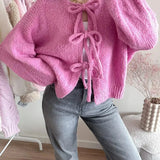 Rahel | Weiche Strickjacke mit Schleife