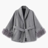 Damen Mantel mit Kunstfellbesatz – Eleganter Winter Kurzmantel